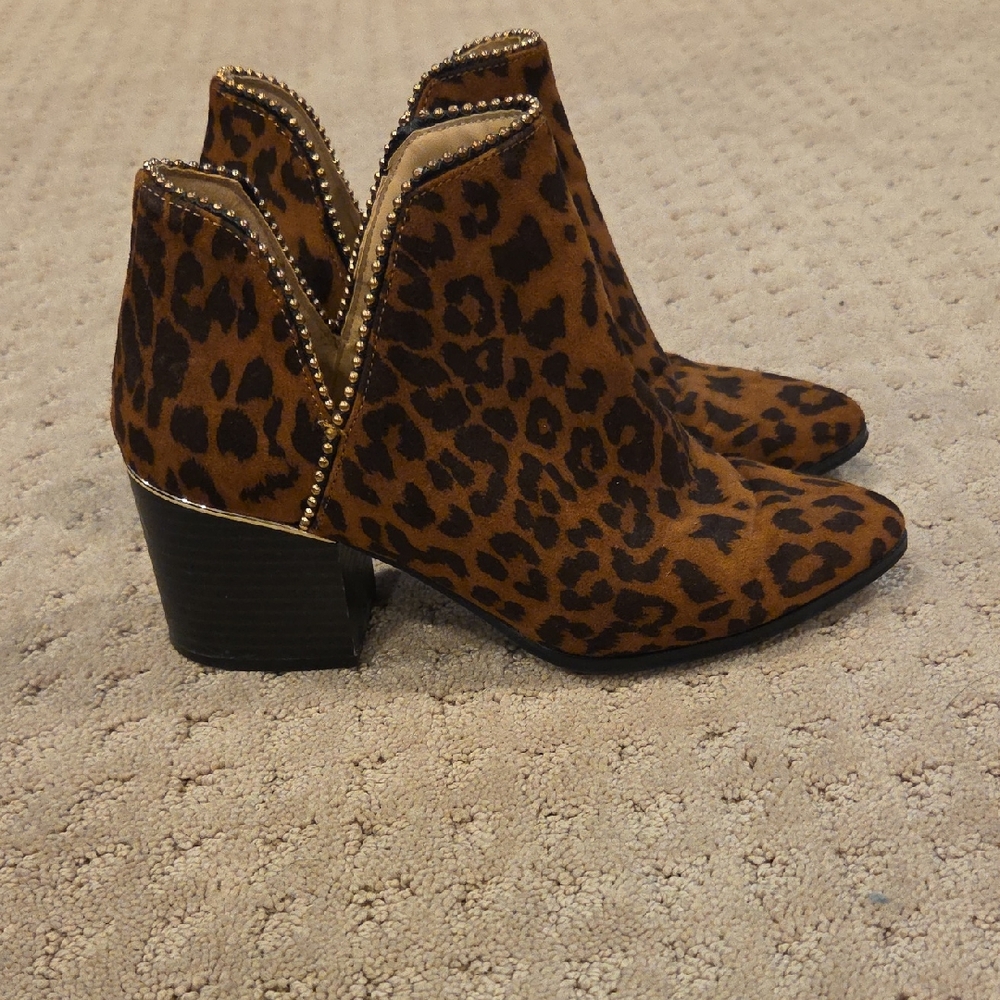 Expressions Brown and Black Ankle Boots with Studded Trim
